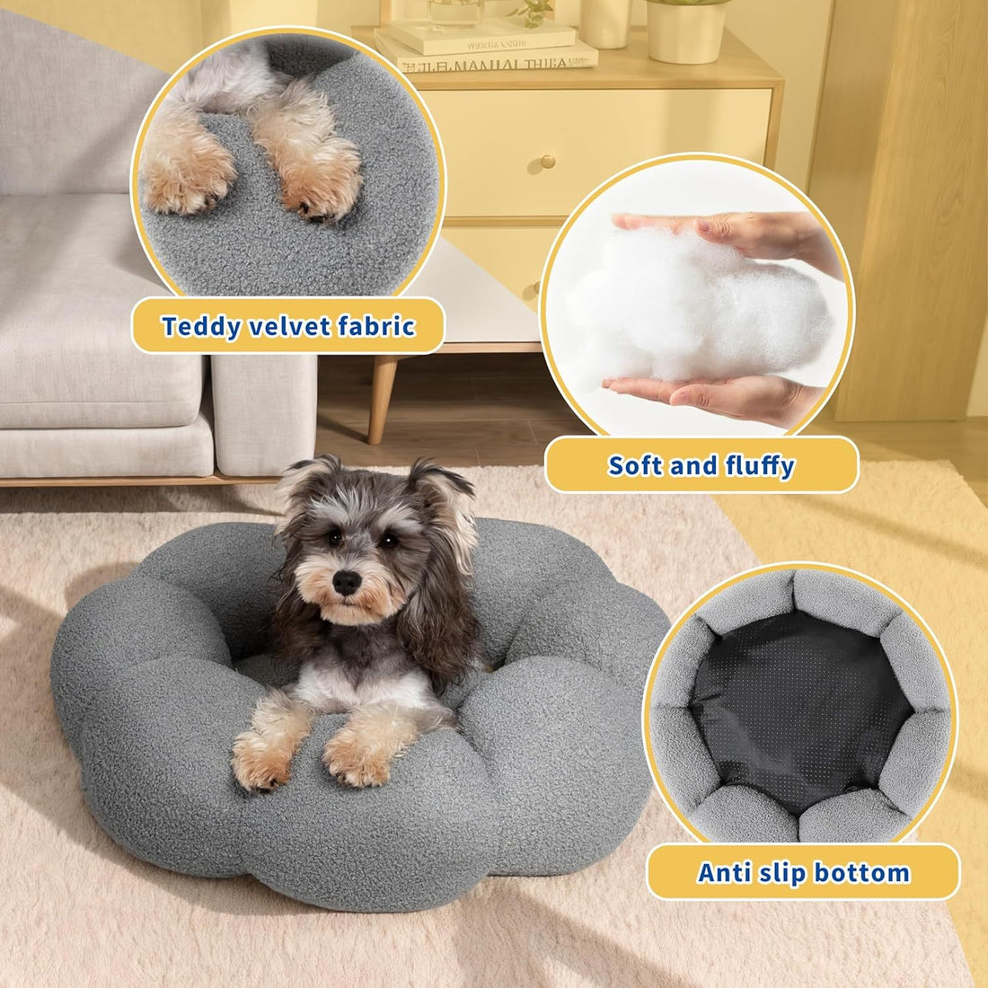 Fluffy Flower Cat Dog Bed