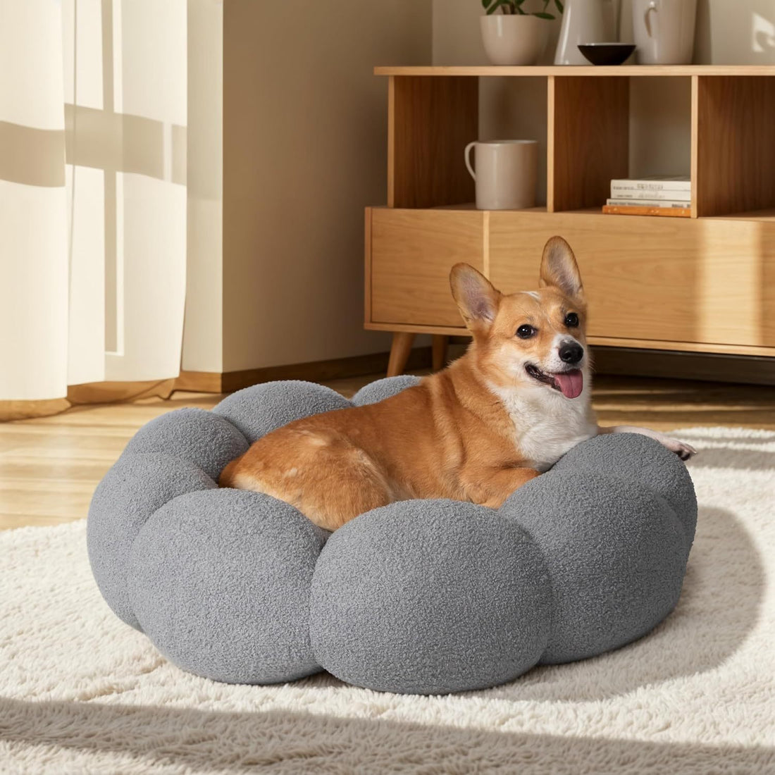 Fluffy Flower Cat Dog Bed