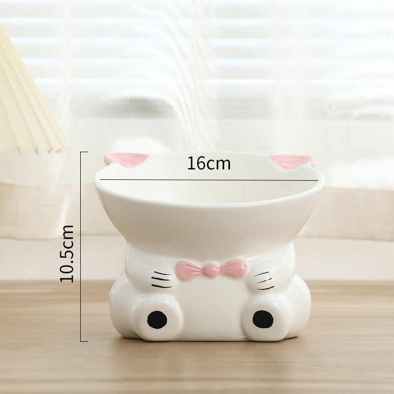 Pet High-footed Sloping Neck Guard Food Bowl