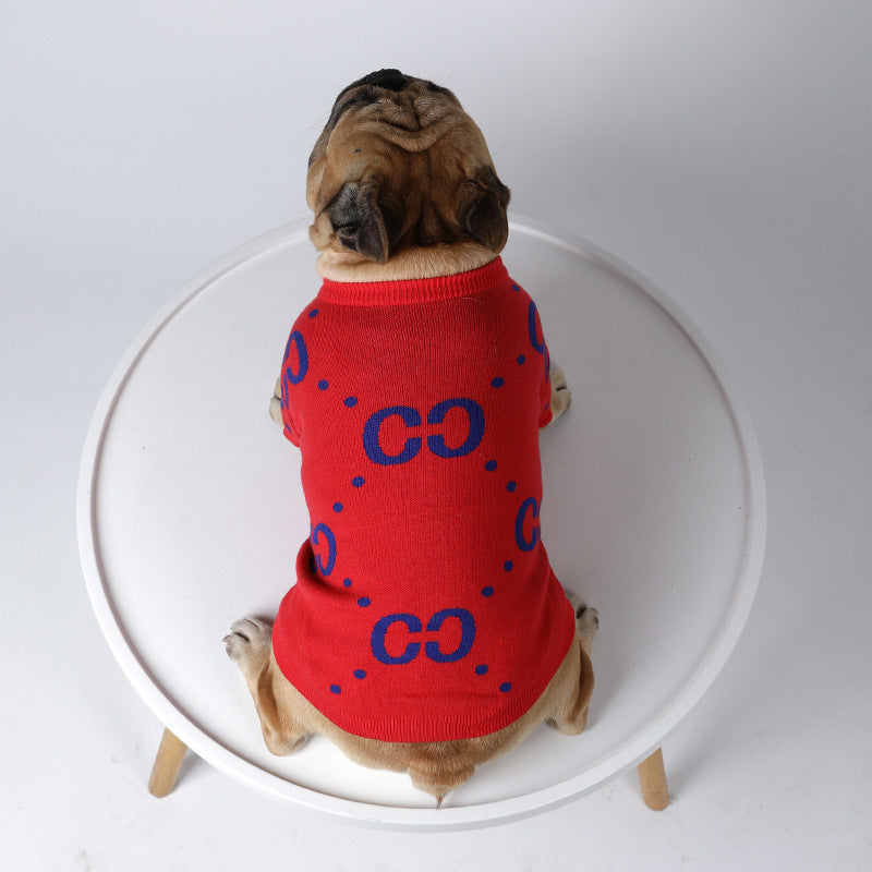 Pet Sweater Autumn And Winter Thickening Red