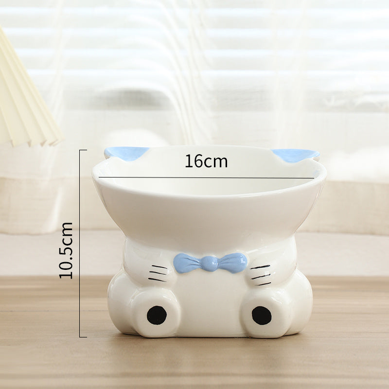 Pet High-footed Sloping Neck Guard Food Bowl