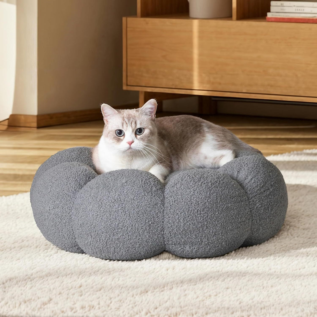 Fluffy Flower Cat Dog Bed
